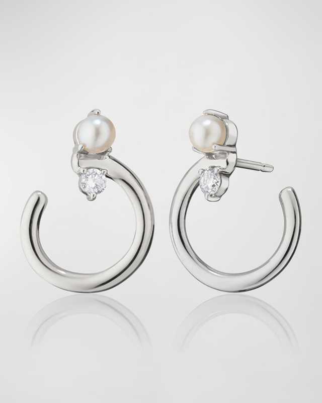 Galaxy Wrap Hoop Earrings with Mother-of-Pearl and White Sapphires